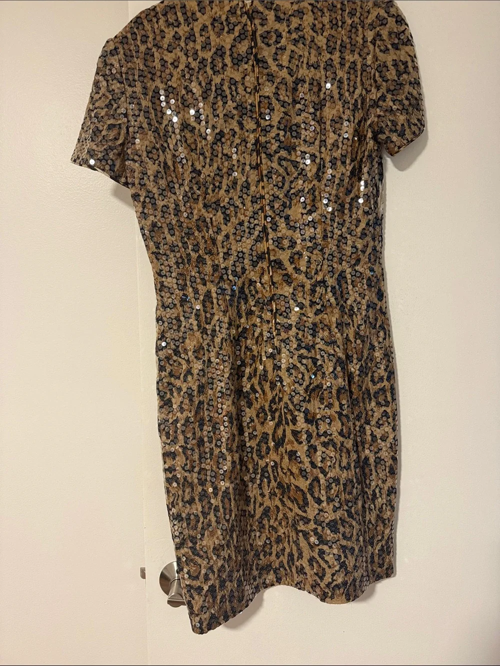 Chetta B Sequin Leopard-Print Mini Dress in Brown and Black